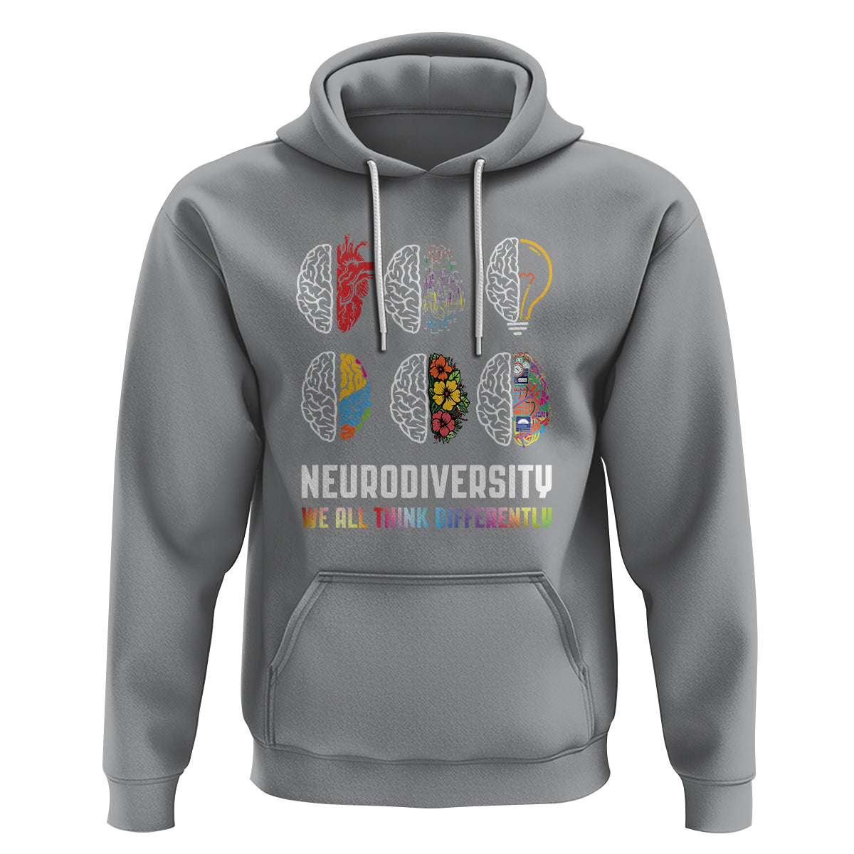 Neurodiversity Hoodie We All Think Differently Autism ADHD ASD - Wonder Print Shop