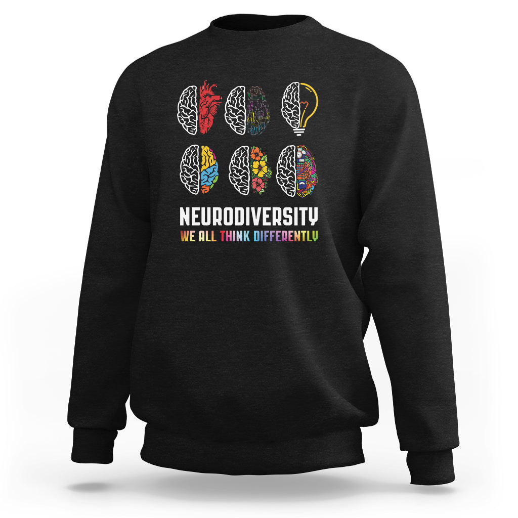 Neurodiversity Sweatshirt We All Think Differently Autism ADHD ASD - Wonder Print Shop