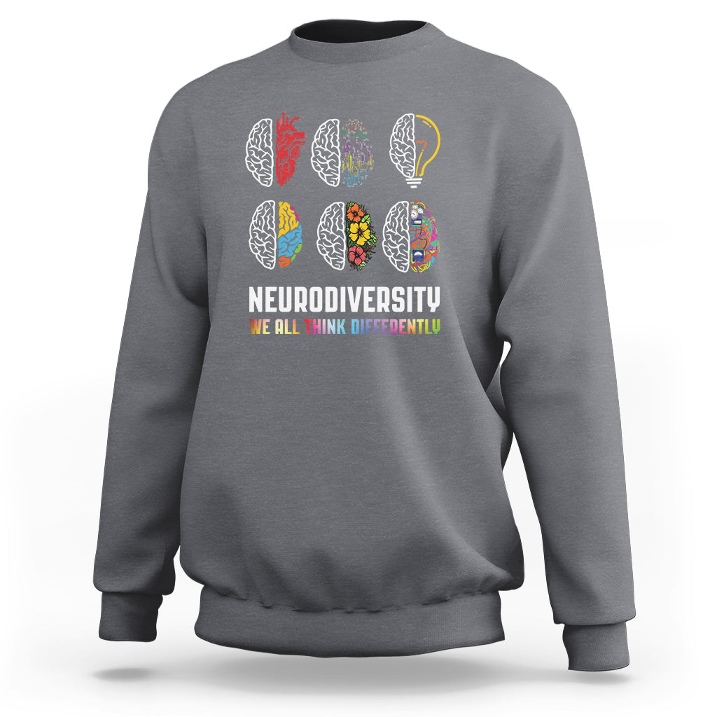 Neurodiversity Sweatshirt We All Think Differently Autism ADHD ASD - Wonder Print Shop