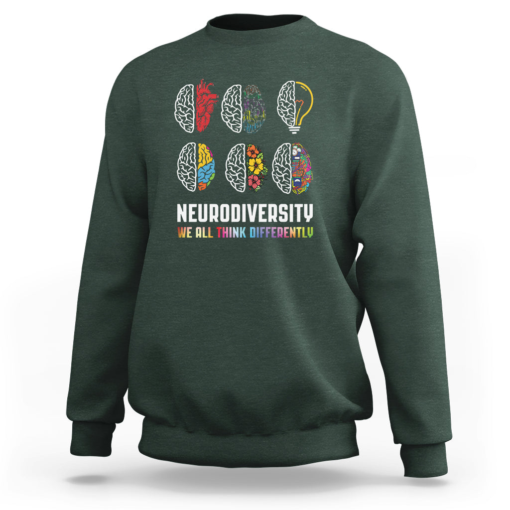 Neurodiversity Sweatshirt We All Think Differently Autism ADHD ASD - Wonder Print Shop