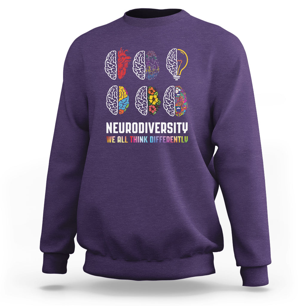 Neurodiversity Sweatshirt We All Think Differently Autism ADHD ASD - Wonder Print Shop