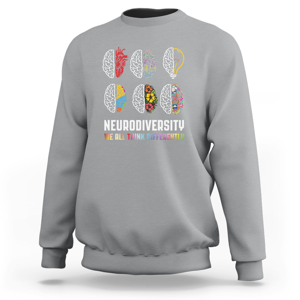 Neurodiversity Sweatshirt We All Think Differently Autism ADHD ASD - Wonder Print Shop