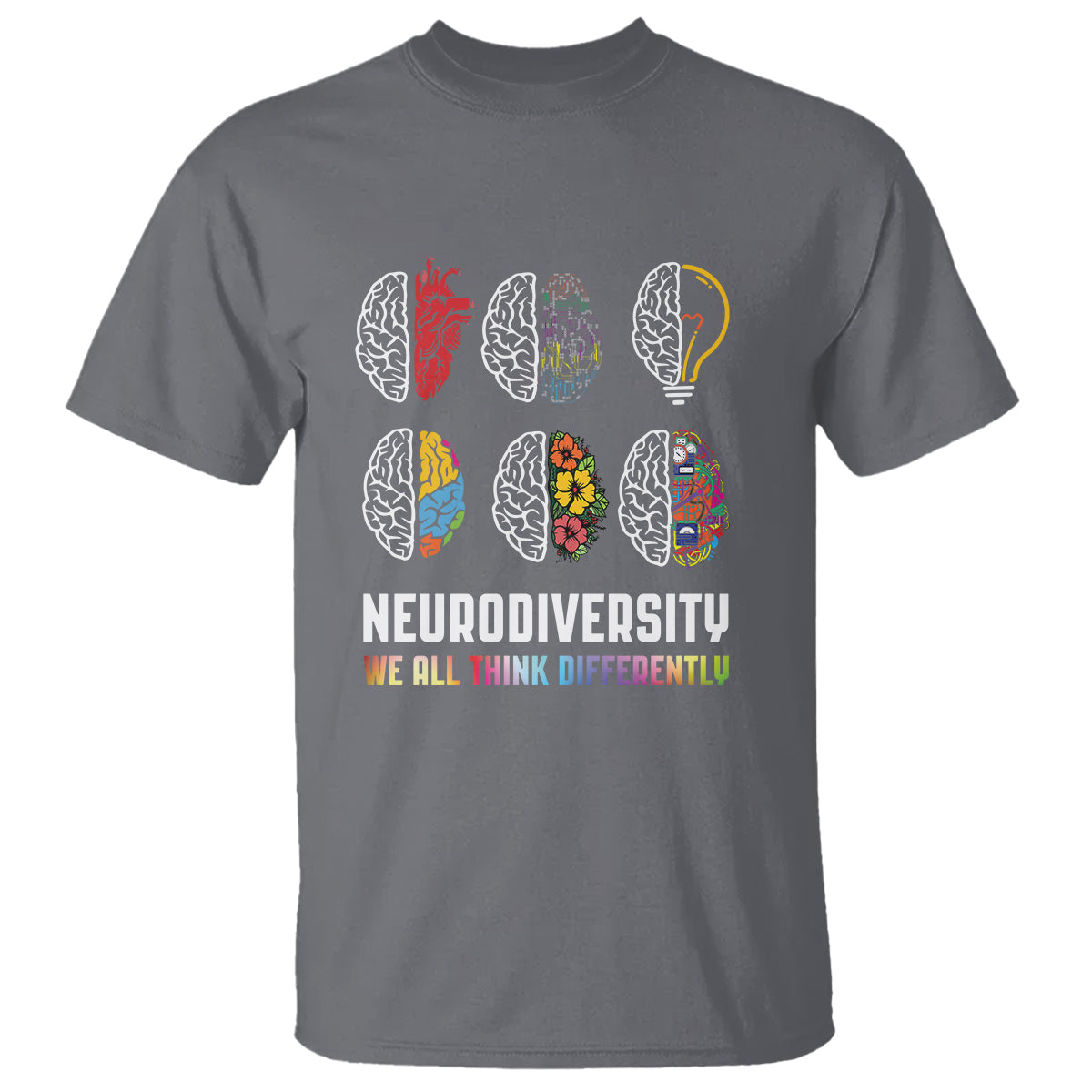 Neurodiversity T Shirt We All Think Differently Autism ADHD ASD - Wonder Print Shop