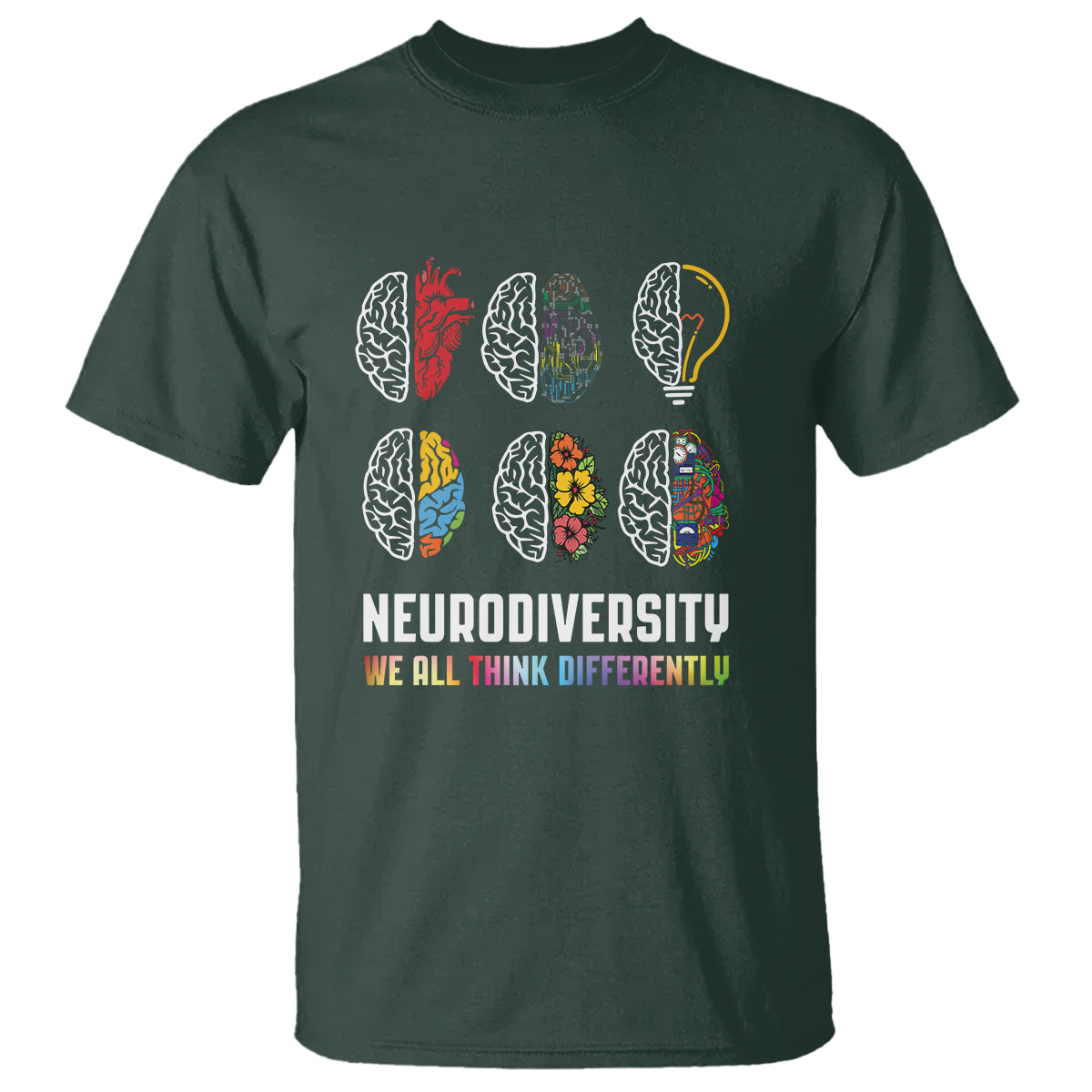 Neurodiversity T Shirt We All Think Differently Autism ADHD ASD - Wonder Print Shop