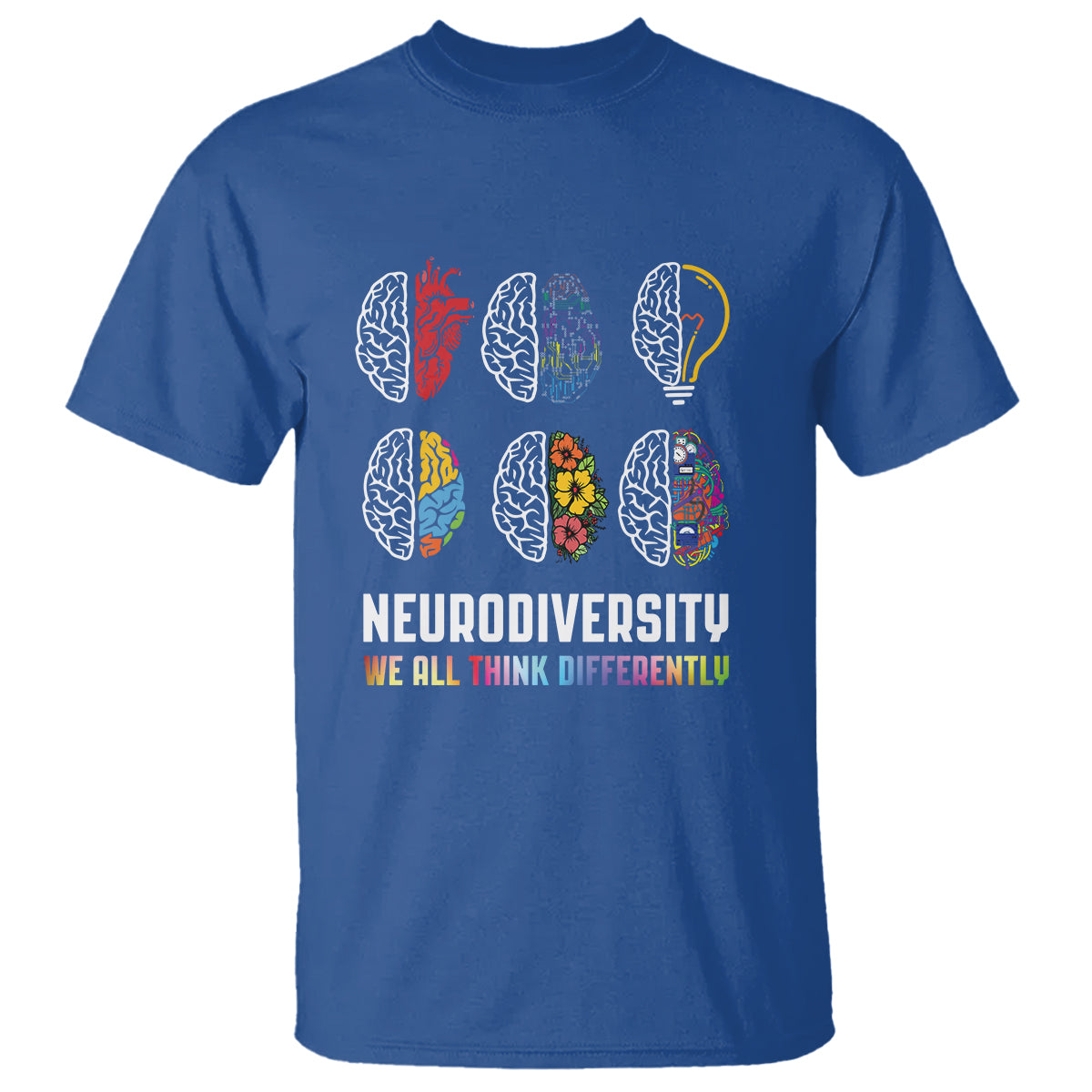 Neurodiversity T Shirt We All Think Differently Autism ADHD ASD - Wonder Print Shop