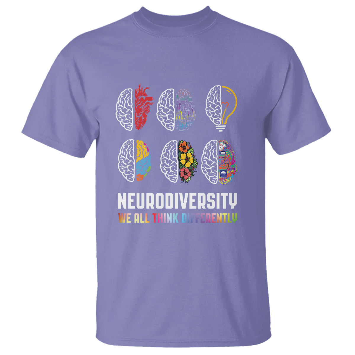Neurodiversity T Shirt We All Think Differently Autism ADHD ASD - Wonder Print Shop