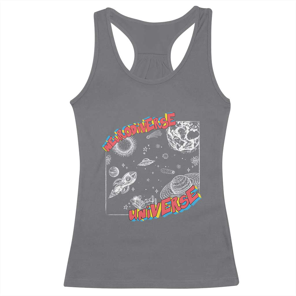 Funny Neurodiversity Racerback Tank Top Neurodiverse Brain Universe Autism ADHD