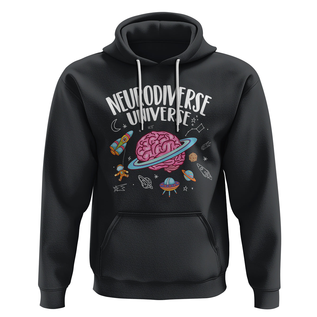 Neurodiversity Hoodie Neurodiverse Funny Brain Universe Autism ADHD ASD - Wonder Print Shop