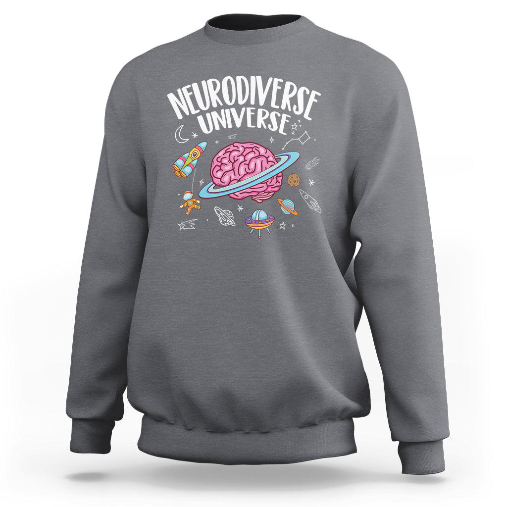 Neurodiversity Sweatshirt Neurodiverse Funny Brain Universe Autism ADHD ASD - Wonder Print Shop