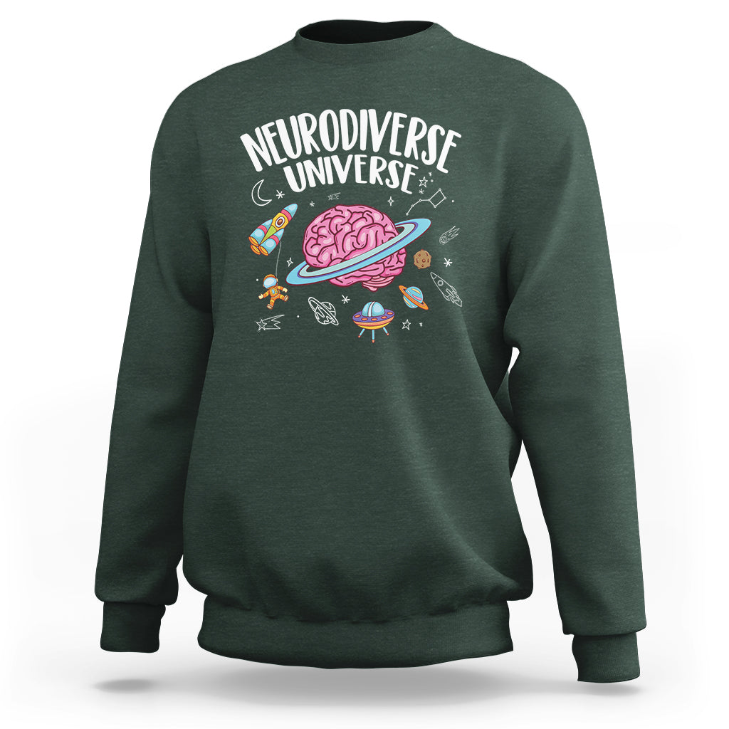 Neurodiversity Sweatshirt Neurodiverse Funny Brain Universe Autism ADHD ASD - Wonder Print Shop