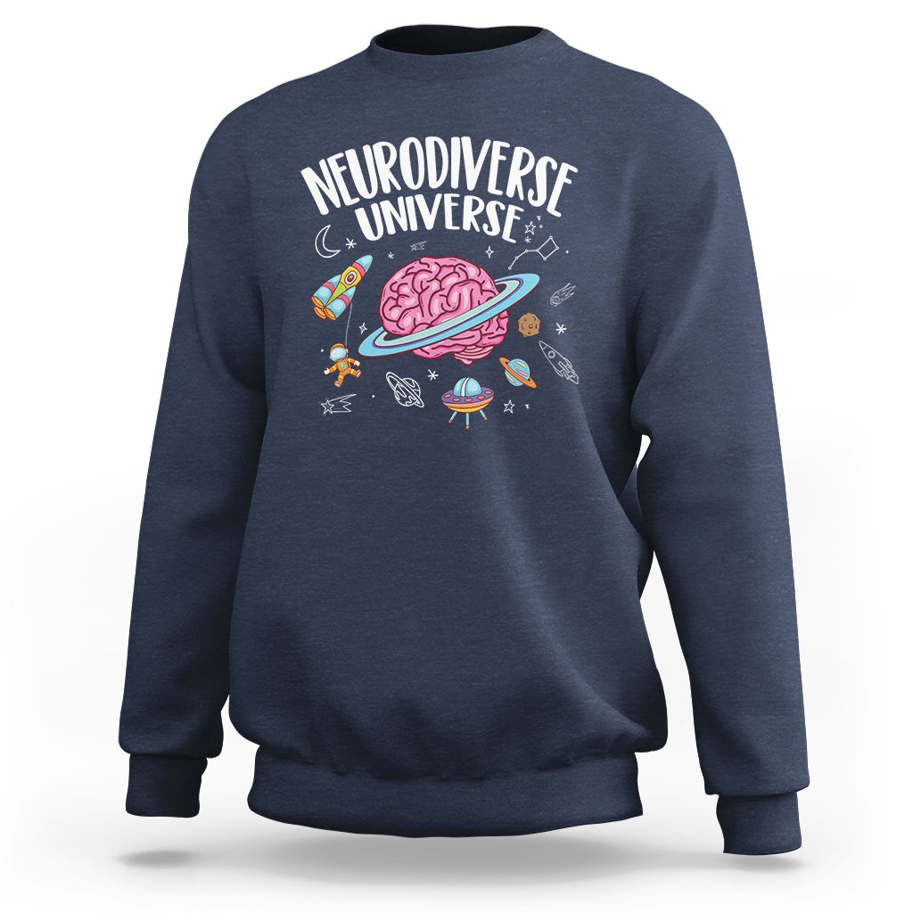 Neurodiversity Sweatshirt Neurodiverse Funny Brain Universe Autism ADHD ASD - Wonder Print Shop