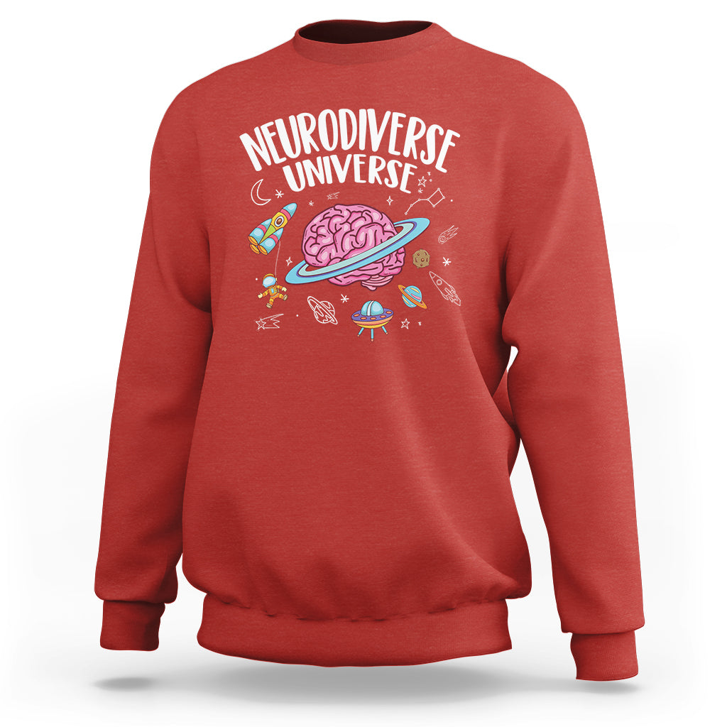 Neurodiversity Sweatshirt Neurodiverse Funny Brain Universe Autism ADHD ASD - Wonder Print Shop