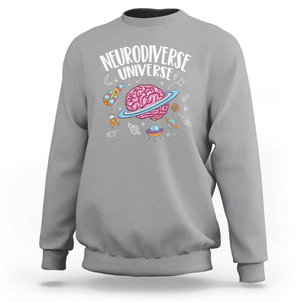 Neurodiversity Sweatshirt Neurodiverse Funny Brain Universe Autism ADHD ASD - Wonder Print Shop