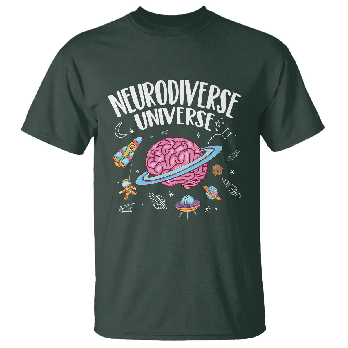 Neurodiversity T Shirt Neurodiverse Funny Brain Universe Autism ADHD ASD - Wonder Print Shop