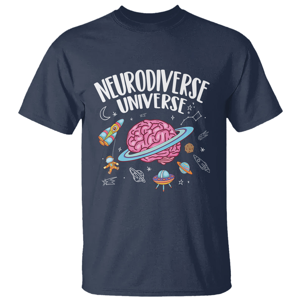 Neurodiversity T Shirt Neurodiverse Funny Brain Universe Autism ADHD ASD - Wonder Print Shop