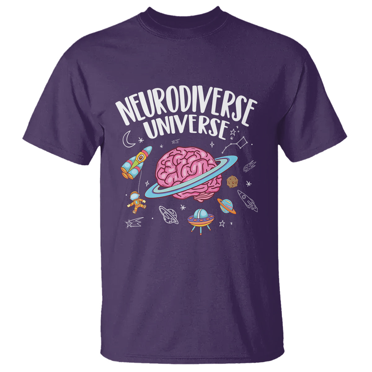 Neurodiversity T Shirt Neurodiverse Funny Brain Universe Autism ADHD ASD - Wonder Print Shop