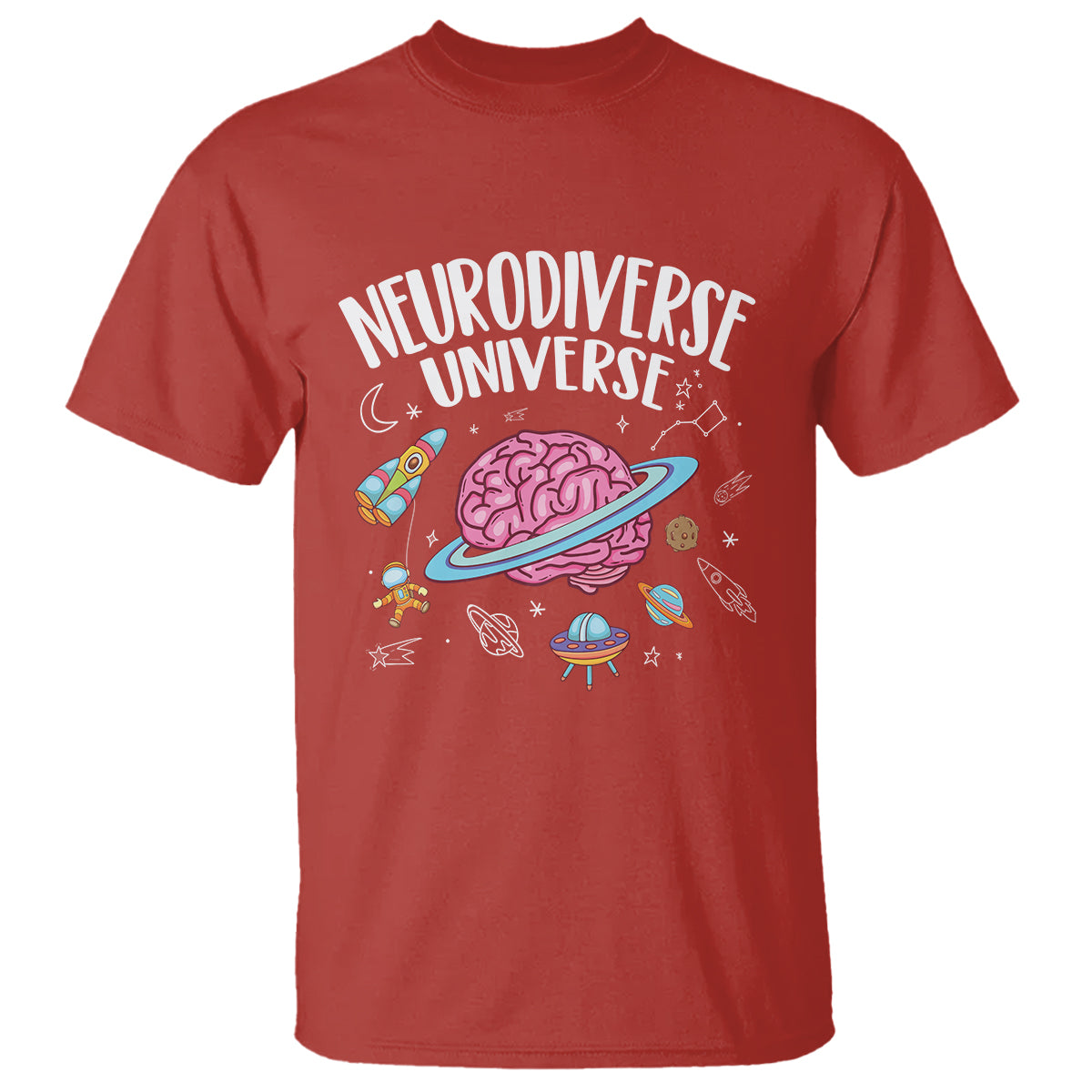Neurodiversity T Shirt Neurodiverse Funny Brain Universe Autism ADHD ASD - Wonder Print Shop