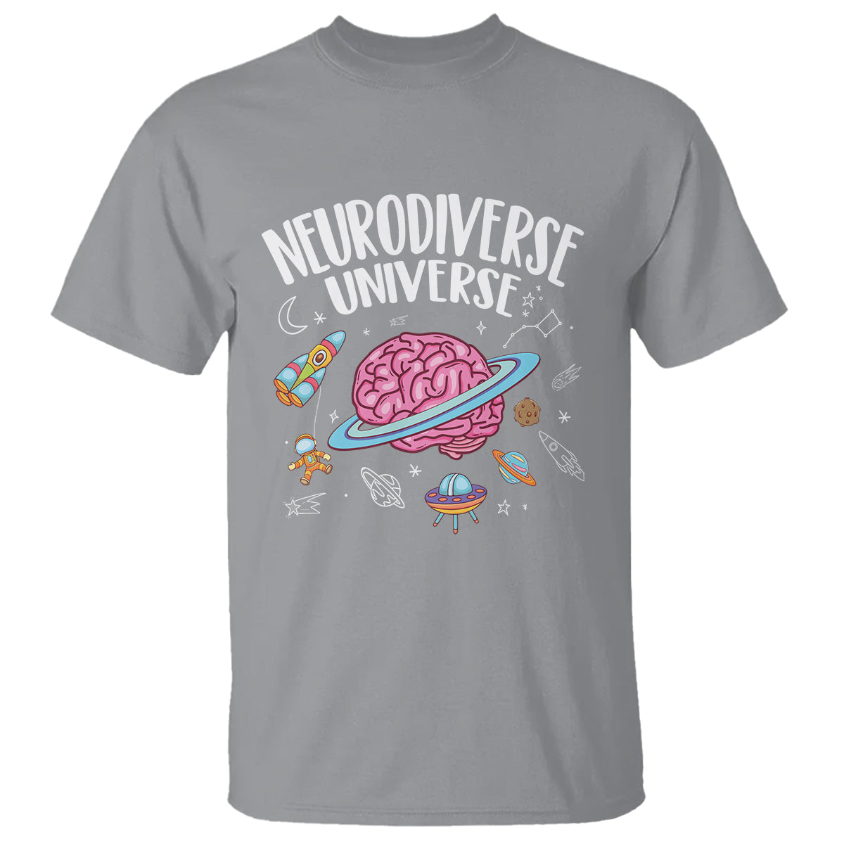 Neurodiversity T Shirt Neurodiverse Funny Brain Universe Autism ADHD ASD - Wonder Print Shop