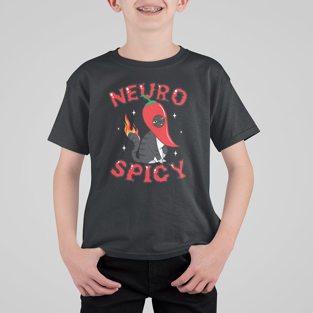 Neurodiversity T Shirt For Kid Neuro Spicy Funny Cat Lover Autism ADHD ASD - Wonder Print Shop
