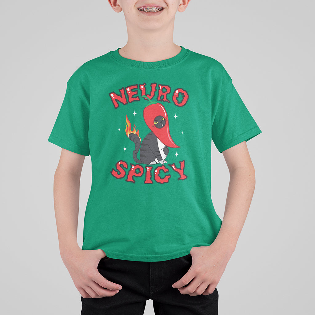 Neurodiversity T Shirt For Kid Neuro Spicy Funny Cat Lover Autism ADHD ASD - Wonder Print Shop