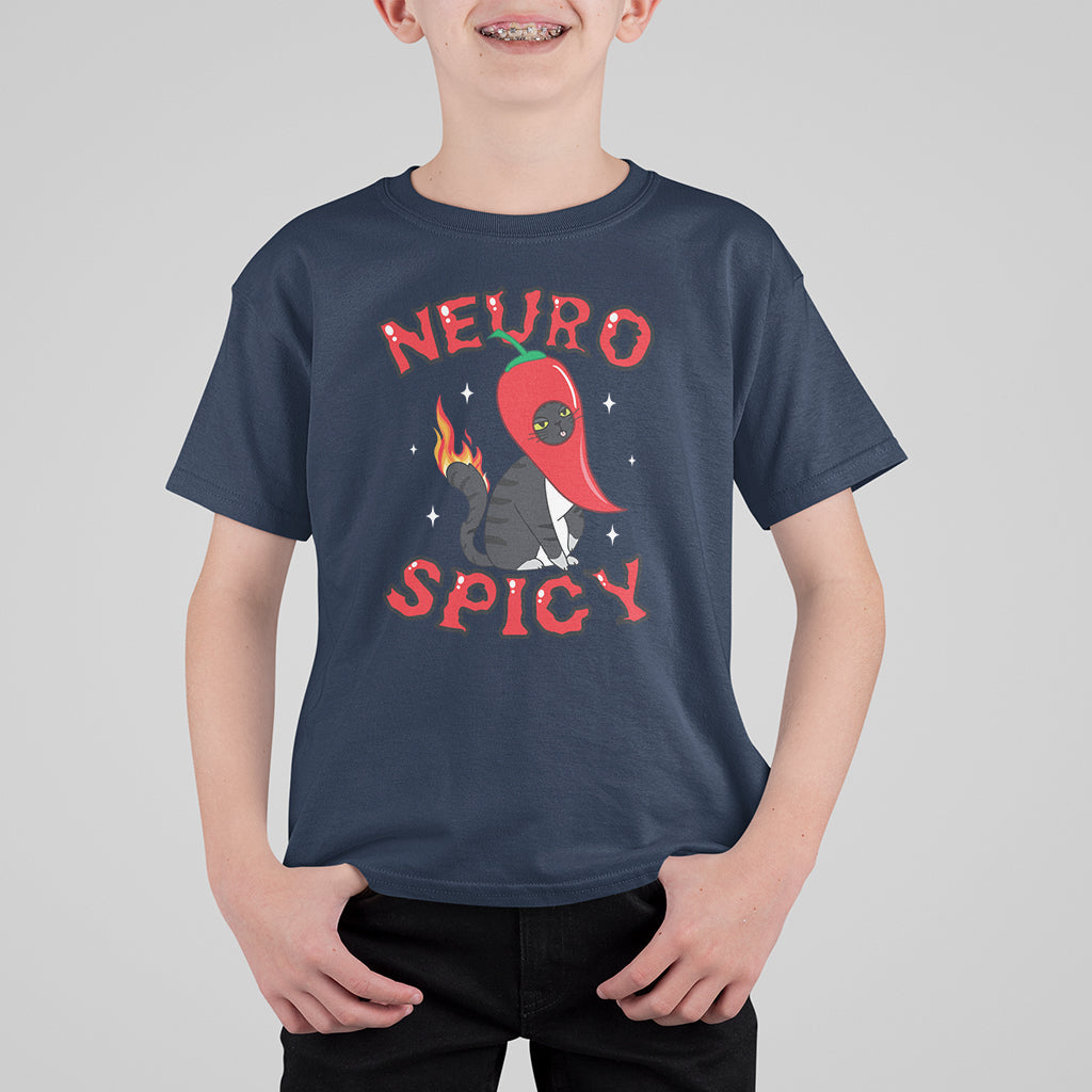 Neurodiversity T Shirt For Kid Neuro Spicy Funny Cat Lover Autism ADHD ASD - Wonder Print Shop