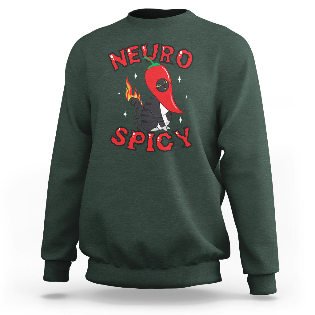 Neurodiversity Sweatshirt Neuro Spicy Funny Cat Lover Autism ADHD ASD - Wonder Print Shop