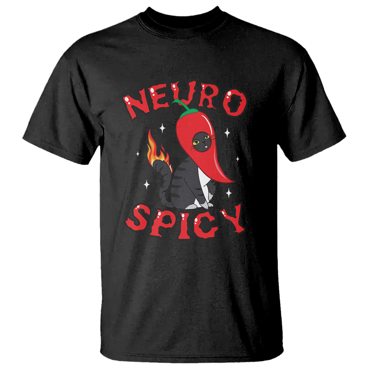 Neurodiversity T Shirt Neuro Spicy Funny Cat Lover Autism ADHD ASD - Wonder Print Shop
