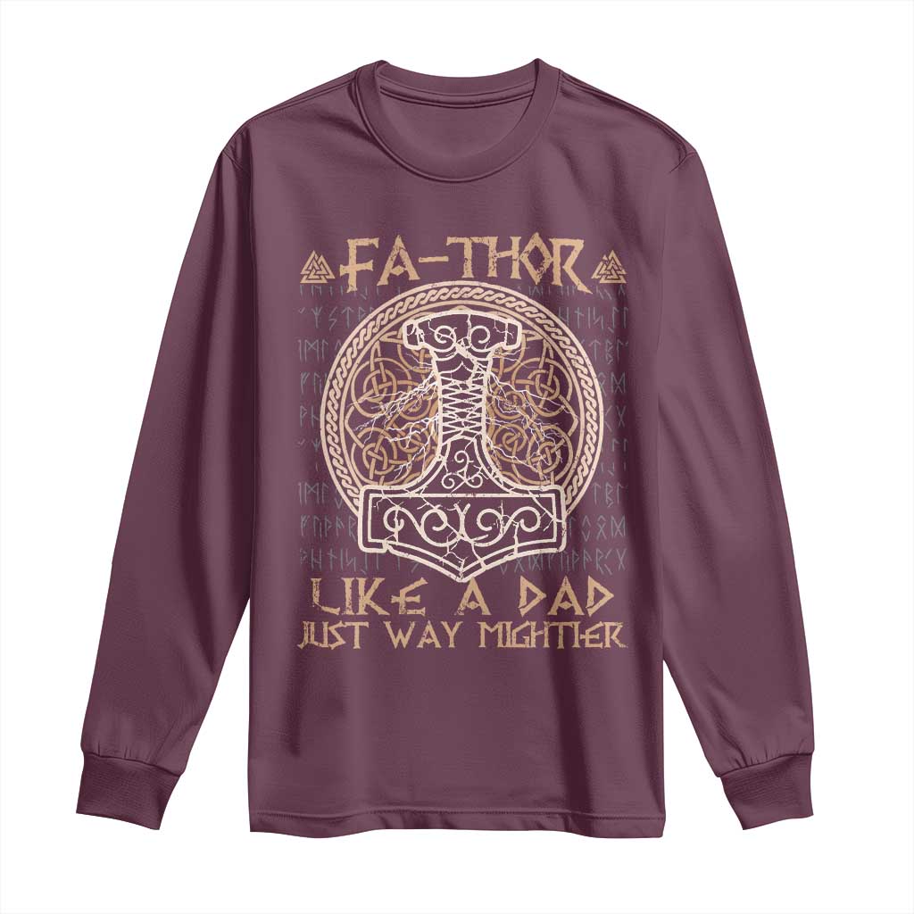 Funny Viking Dad Long Sleeve Shirt Fathor Like A Dad Just Way Mightier