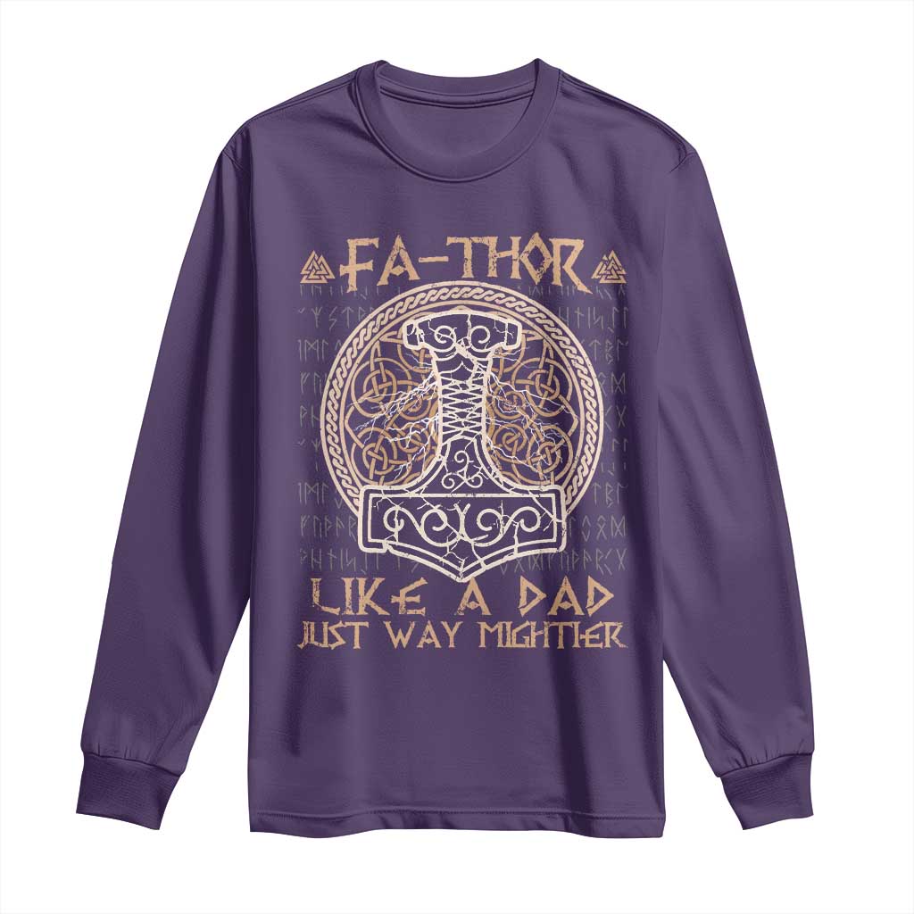 Funny Viking Dad Long Sleeve Shirt Fathor Like A Dad Just Way Mightier