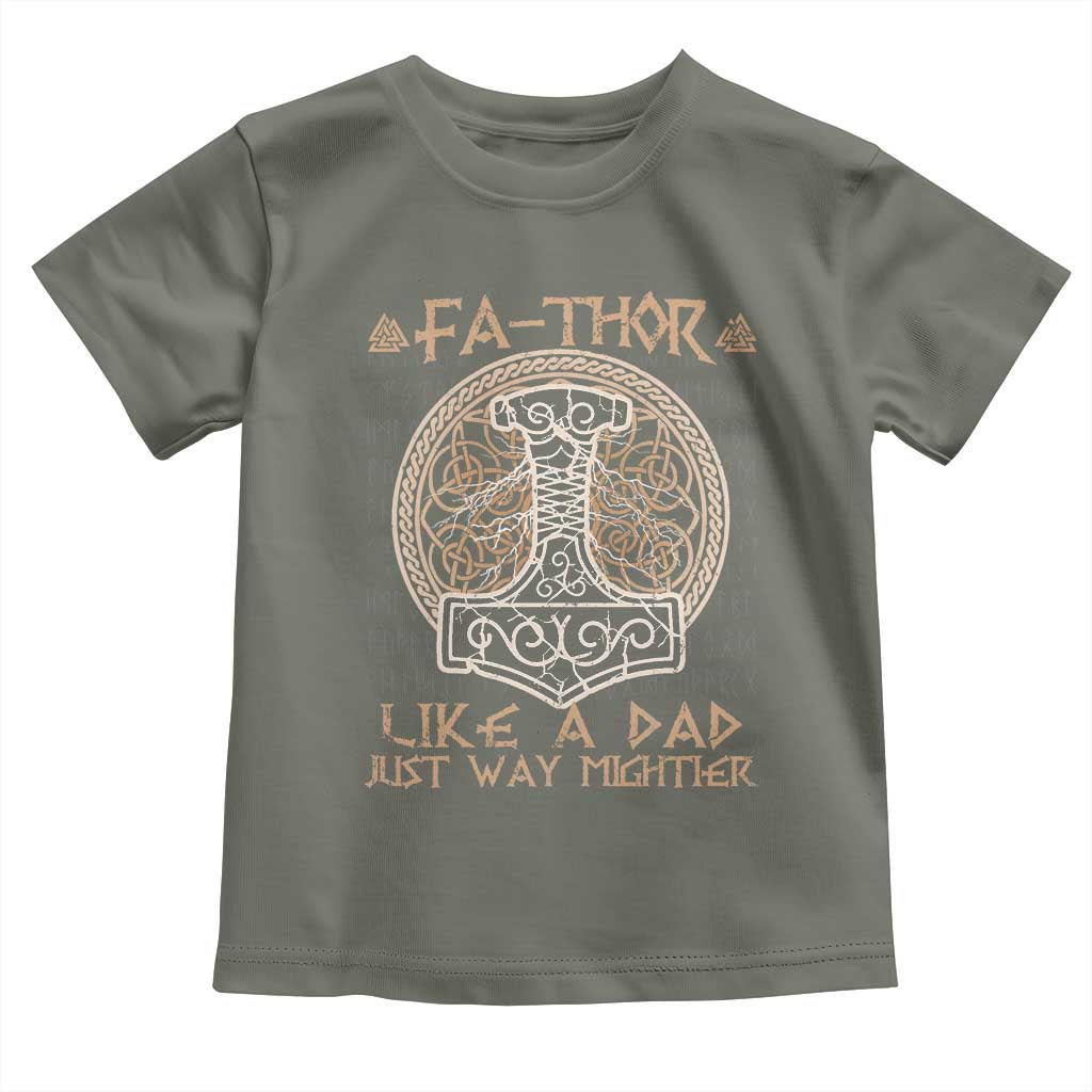 Funny Viking Dad Toddler T Shirt Fathor Like A Dad Just Way Mightier