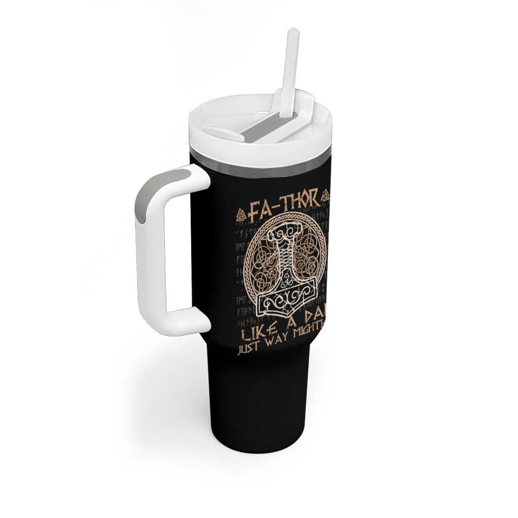 Funny Viking Dad Tumbler With Handle Fathor Like A Dad Just Way Mightier