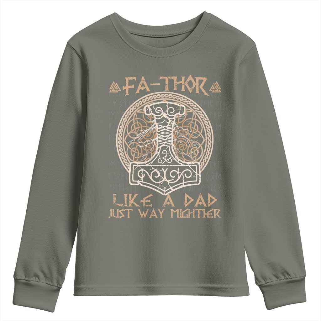 Funny Viking Dad Youth Sweatshirt Fathor Like A Dad Just Way Mightier