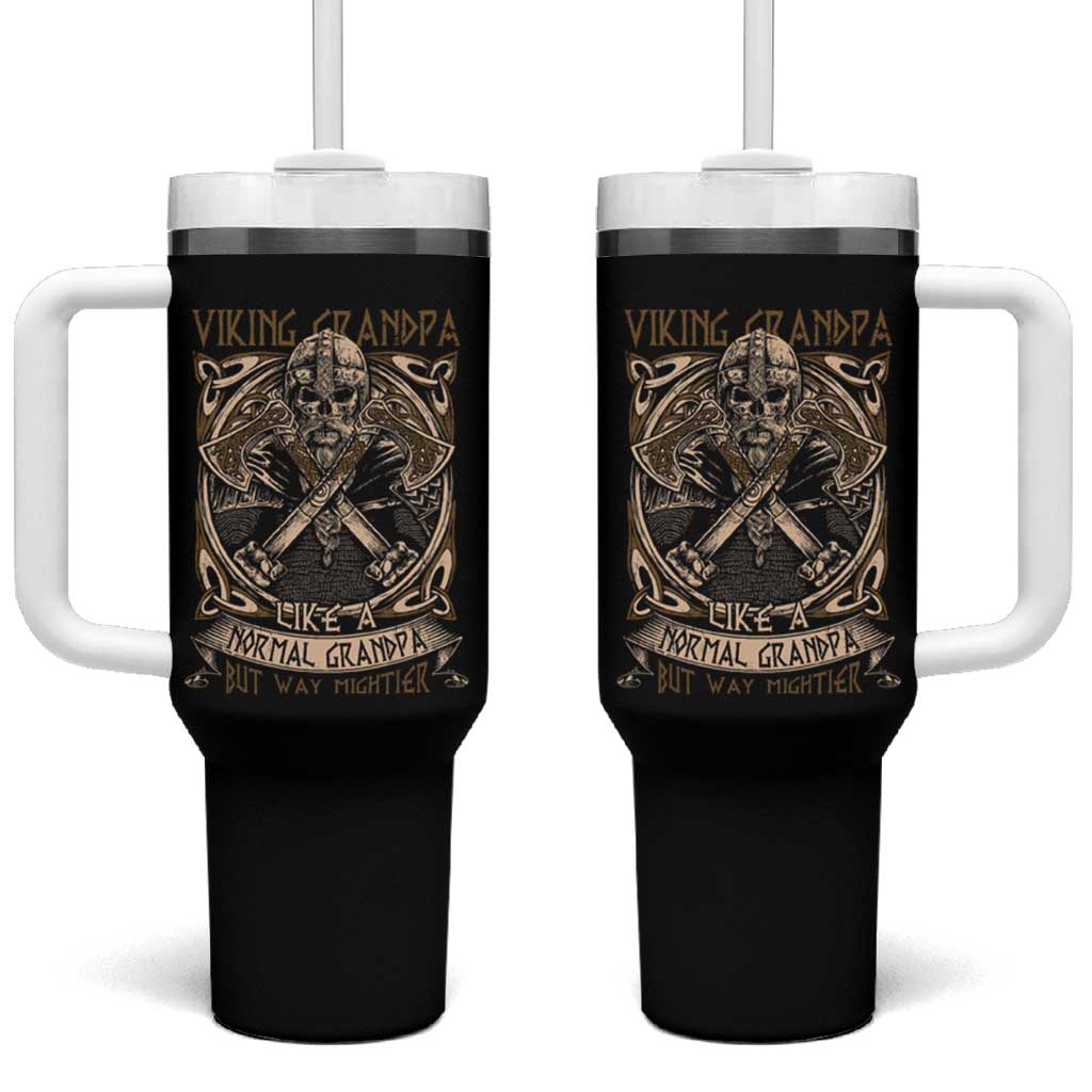 Viking Grandpa Tumbler With Handle Like A Normal Grandpa But Way Mightier