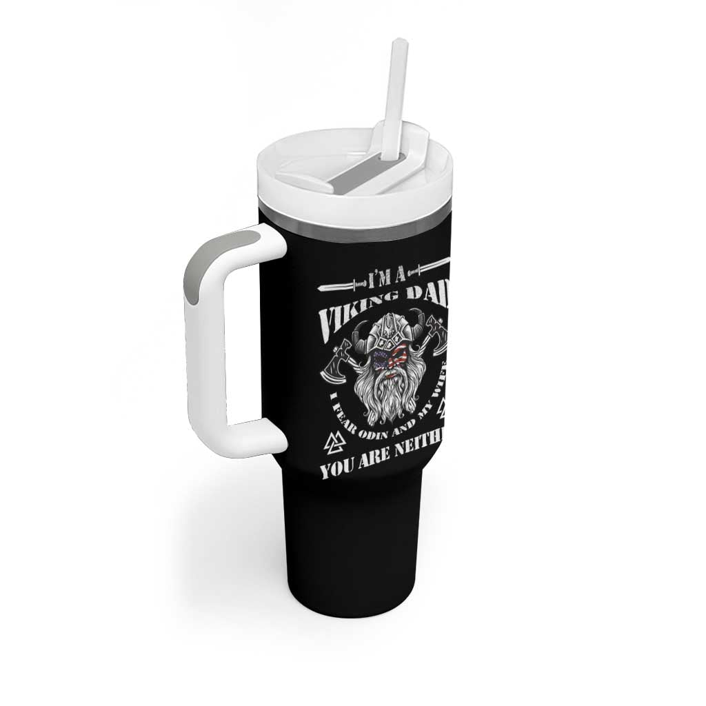 Viking Dad Tumbler With Handle I Fear Odin And My Wife