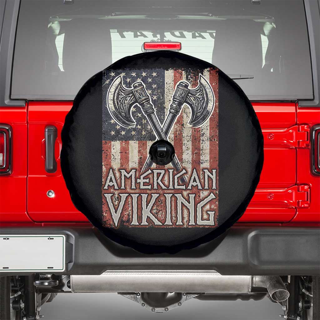 American Viking Spare Tire Cover American Flag Axe Norse Mythology