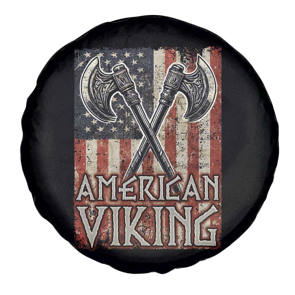 American Viking Spare Tire Cover American Flag Axe Norse Mythology