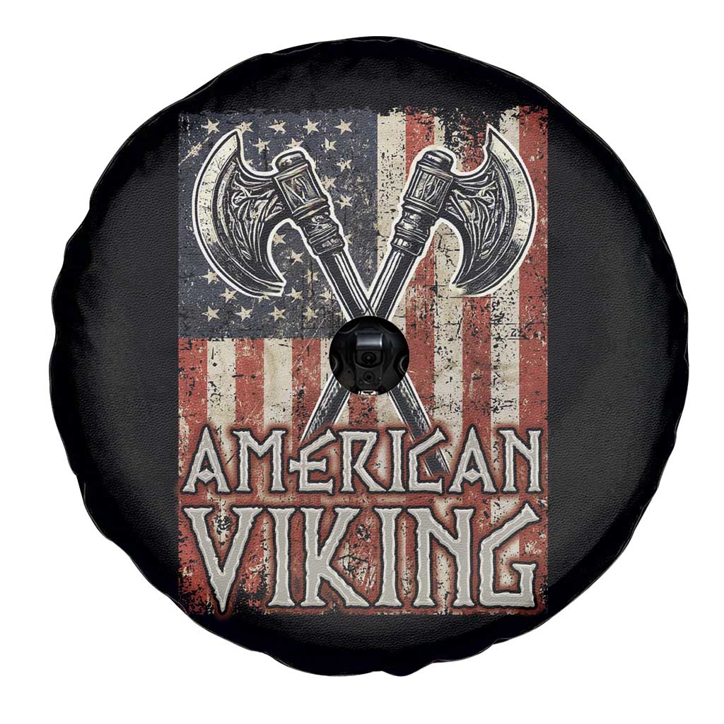 American Viking Spare Tire Cover American Flag Axe Norse Mythology