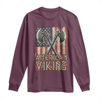 American Viking Long Sleeve Shirt American Flag Axe Norse Mythology