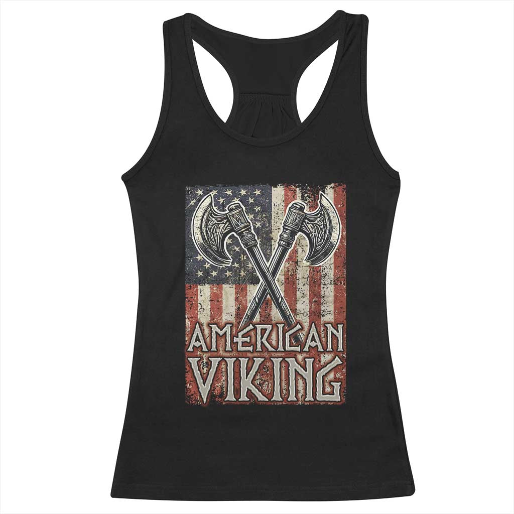 American Viking Racerback Tank Top American Flag Axe Norse Mythology