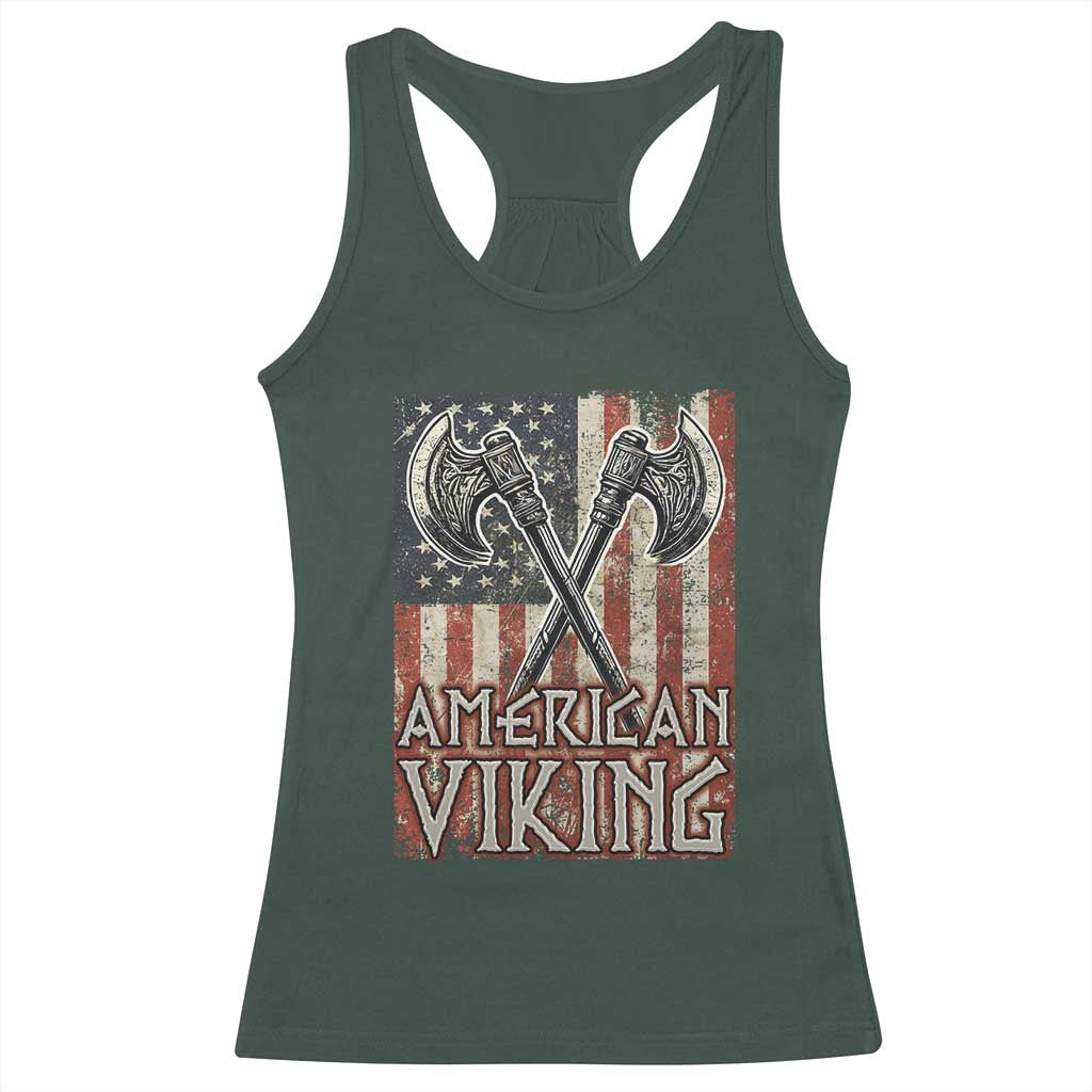 American Viking Racerback Tank Top American Flag Axe Norse Mythology