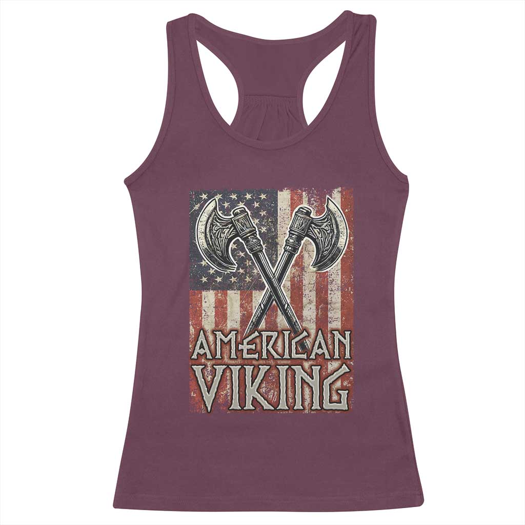 American Viking Racerback Tank Top American Flag Axe Norse Mythology