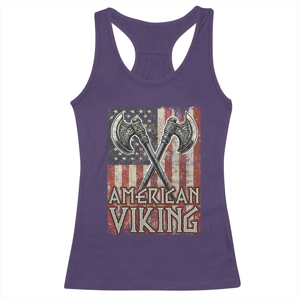 American Viking Racerback Tank Top American Flag Axe Norse Mythology