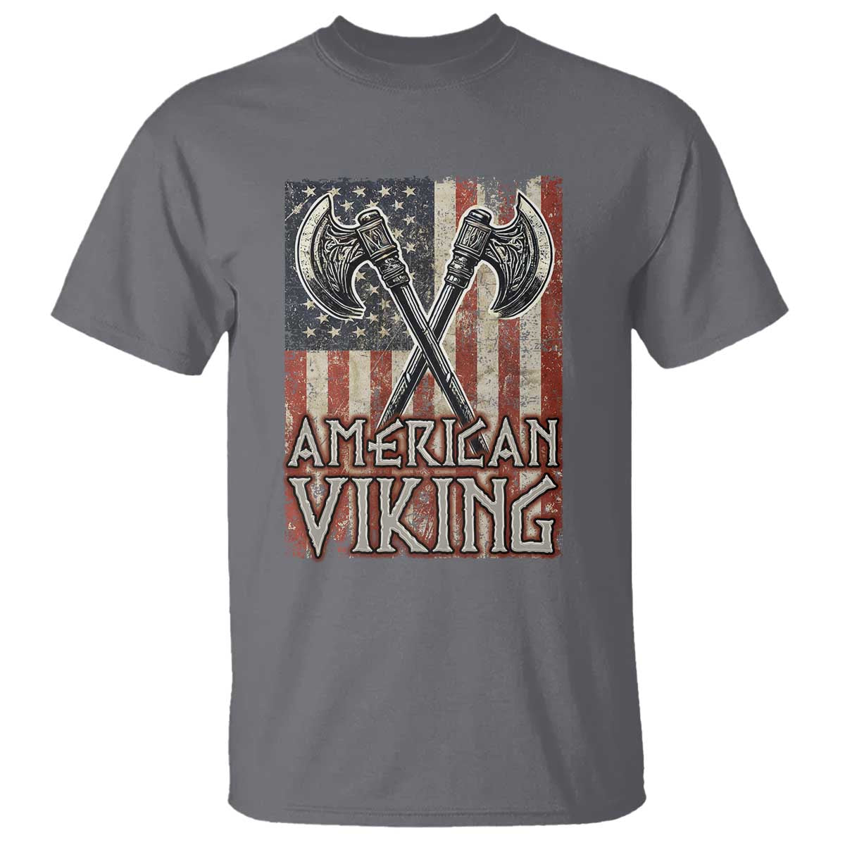 American Viking T Shirt American Flag Axe Norse Mythology