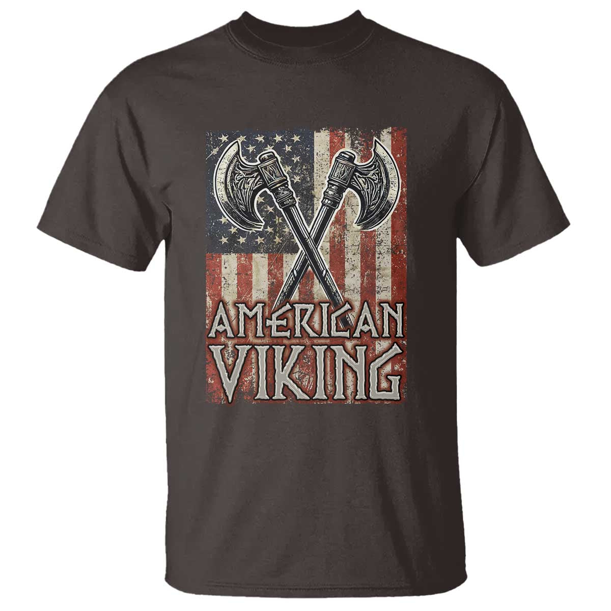 American Viking T Shirt American Flag Axe Norse Mythology