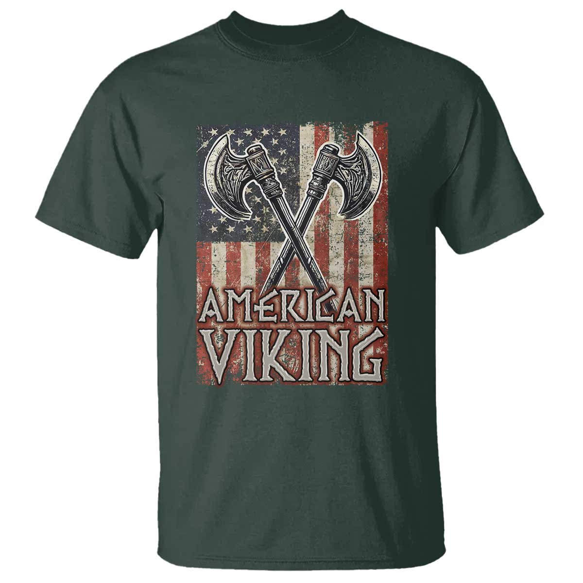 American Viking T Shirt American Flag Axe Norse Mythology