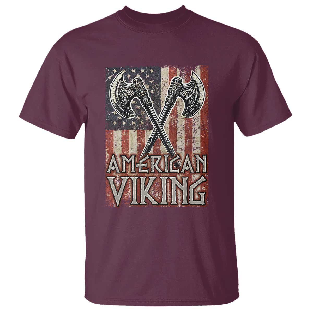 American Viking T Shirt American Flag Axe Norse Mythology