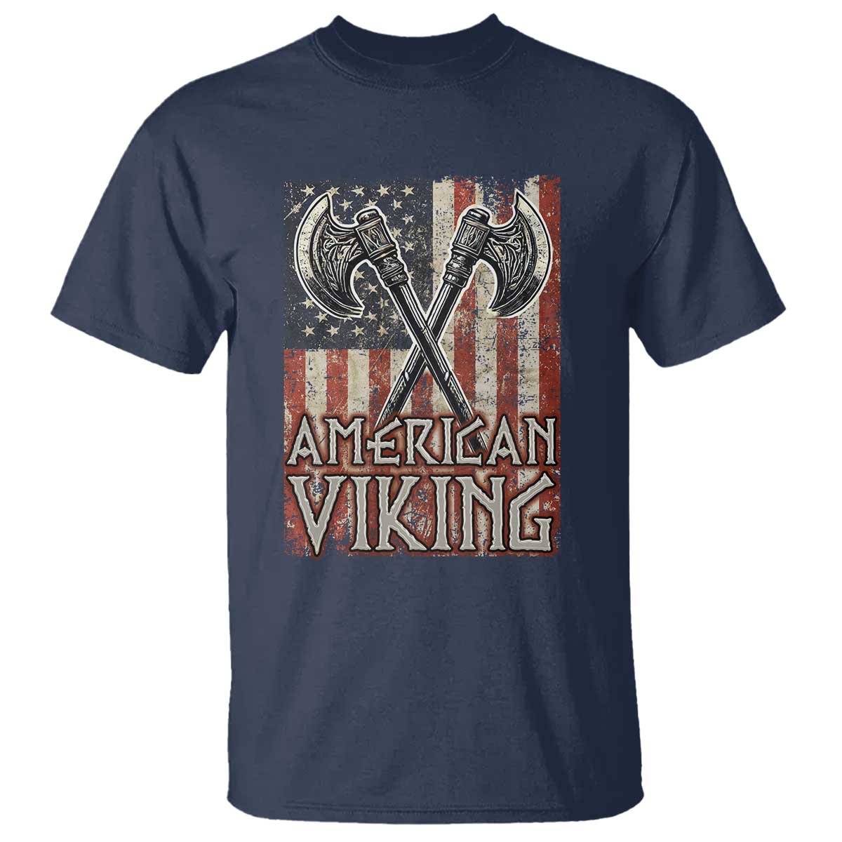 American Viking T Shirt American Flag Axe Norse Mythology