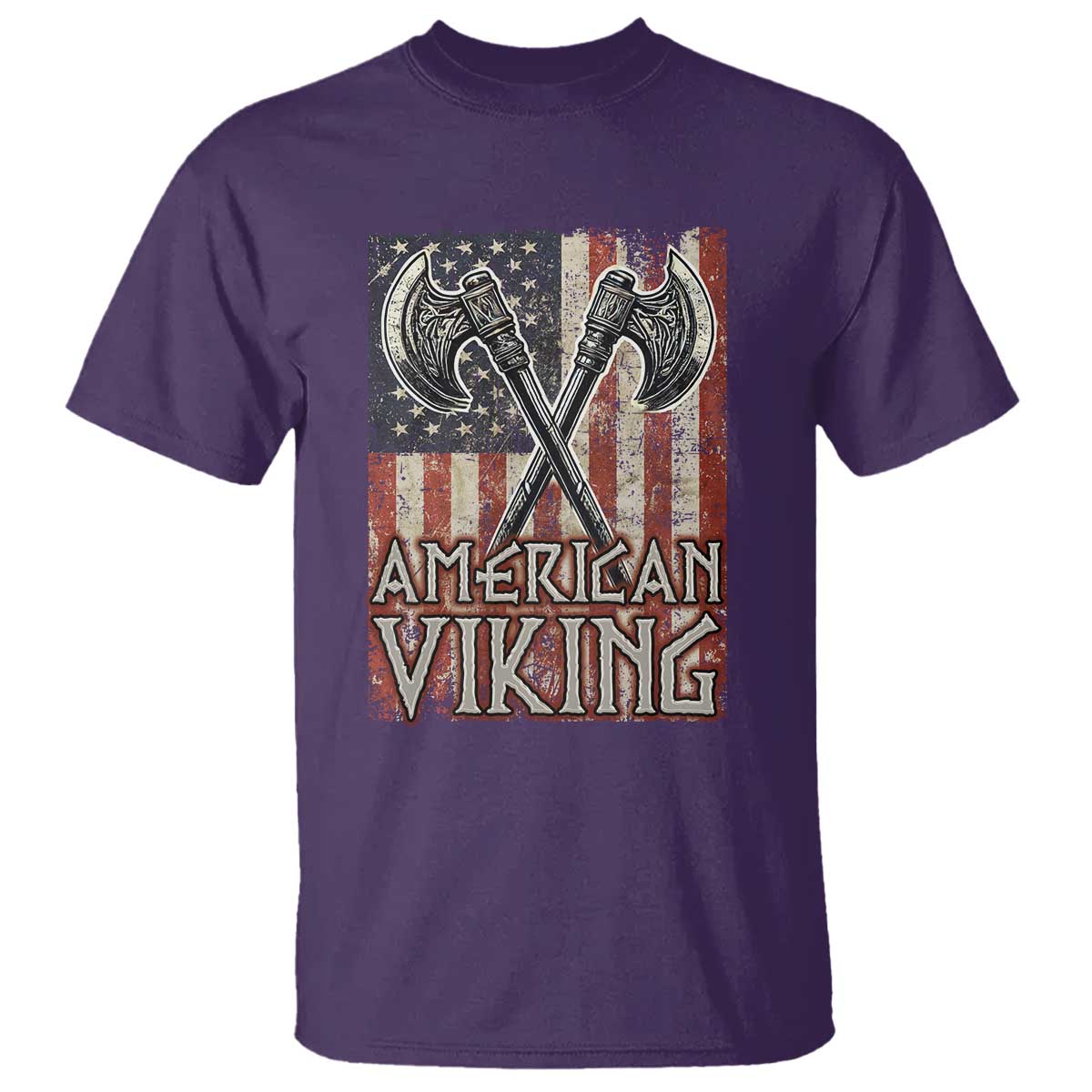 American Viking T Shirt American Flag Axe Norse Mythology