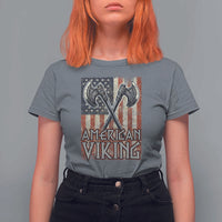 American Viking T Shirt For Women American Flag Axe Norse Mythology