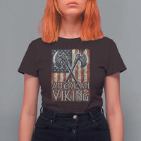 American Viking T Shirt For Women American Flag Axe Norse Mythology